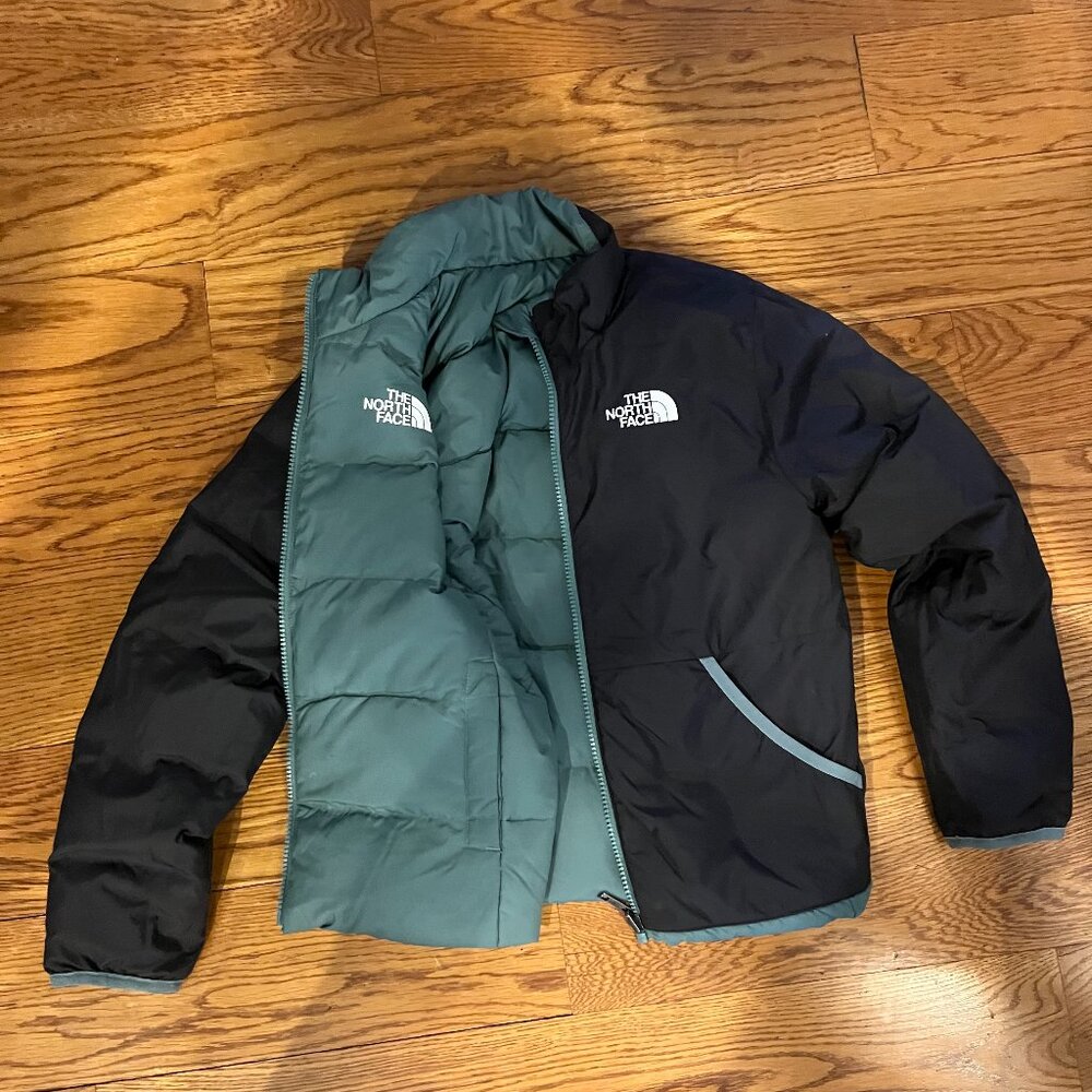 North Face Reversible Sage Green/Black Puffer Jacket Size 10